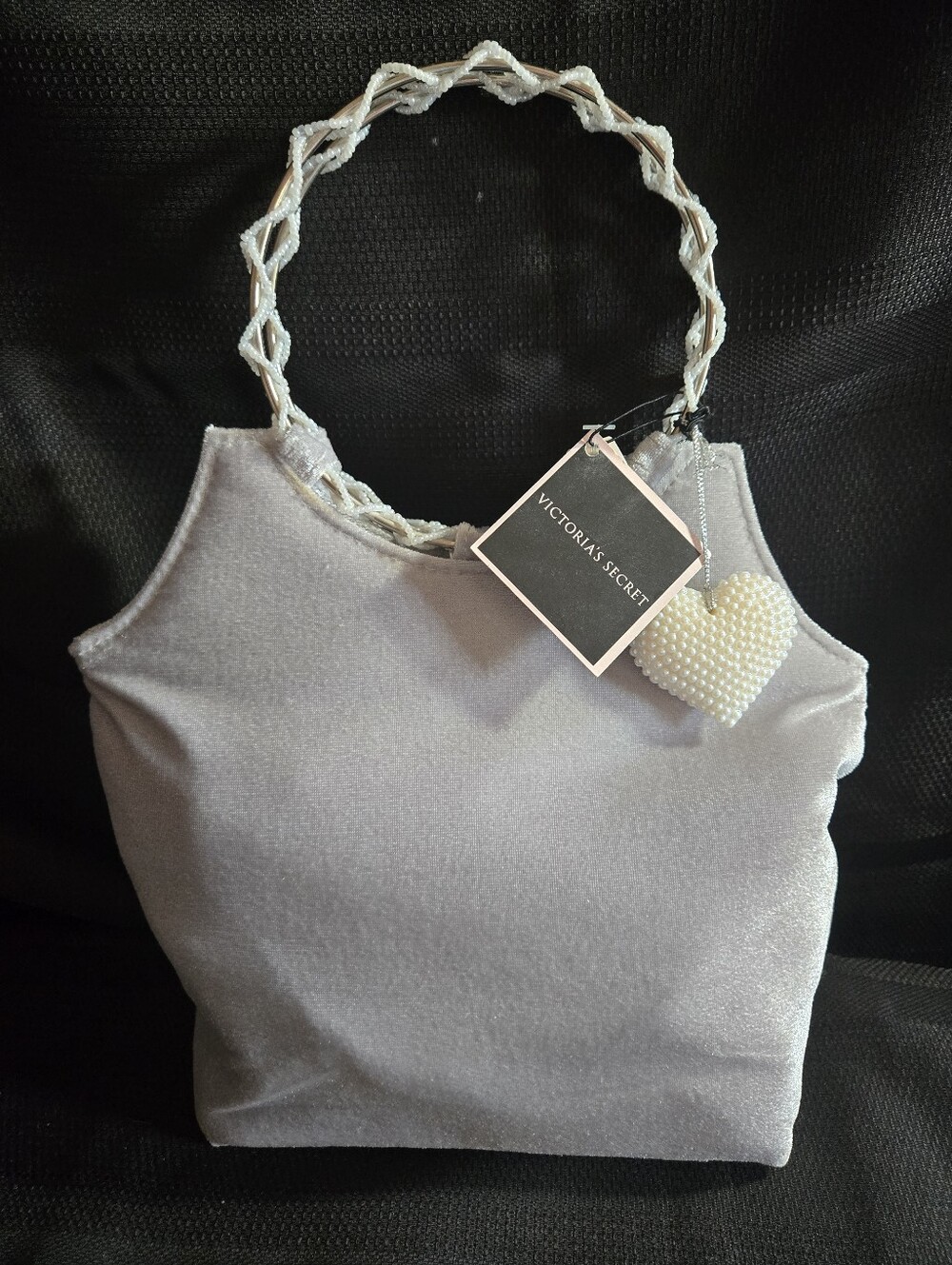 Victoria's Secret Gray Velvet Shimmer Braided-Strap Handbag NWT